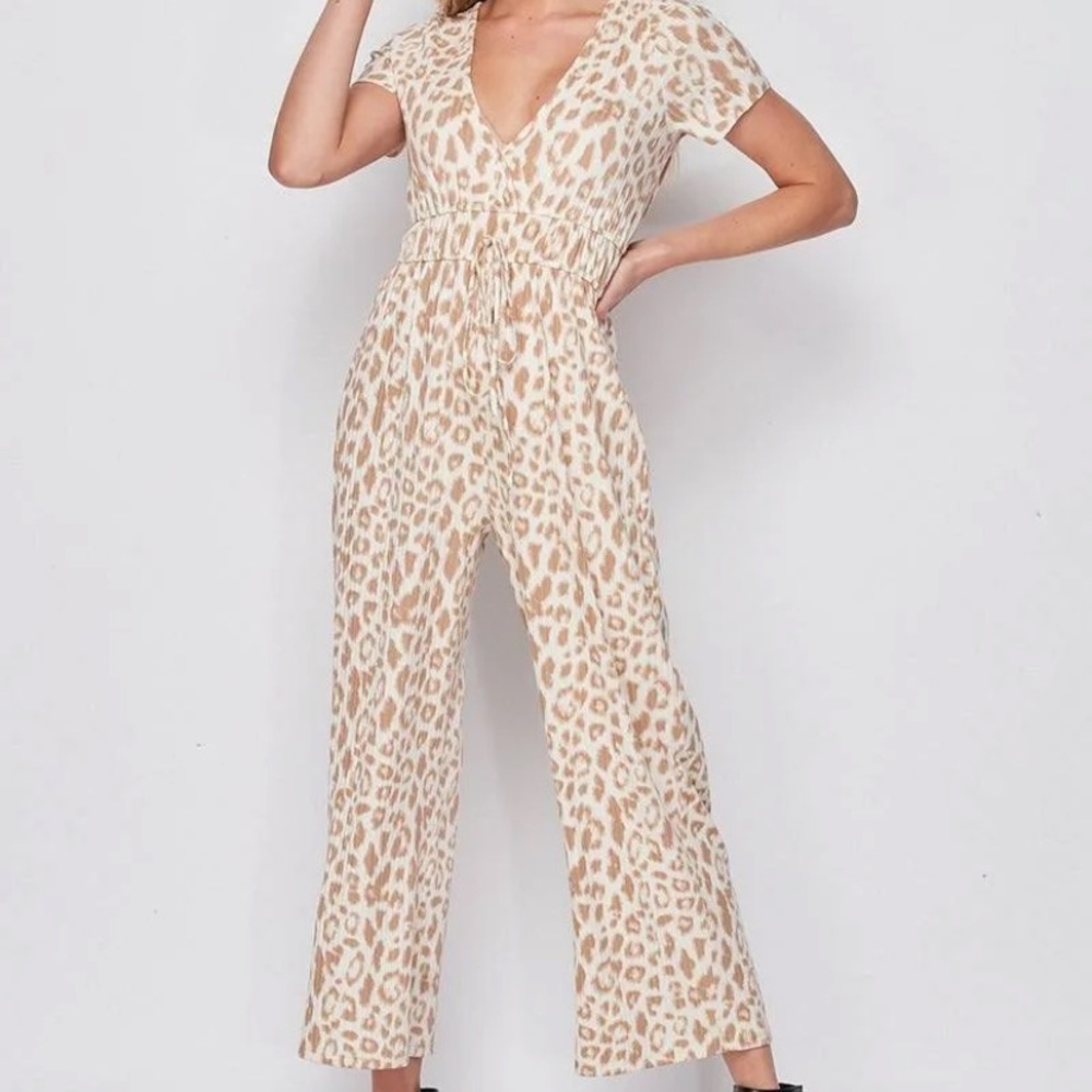Velvet torch animal print jumpsuit